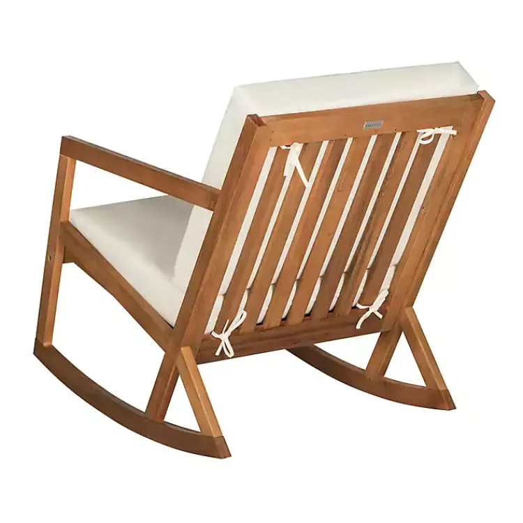 Kirklands Home Eucalyptus Wood with Beige Cushion Rocking Chair Ivory Discount