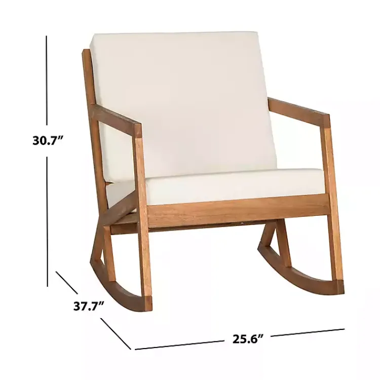 Kirklands Home Eucalyptus Wood with Beige Cushion Rocking Chair Ivory Discount