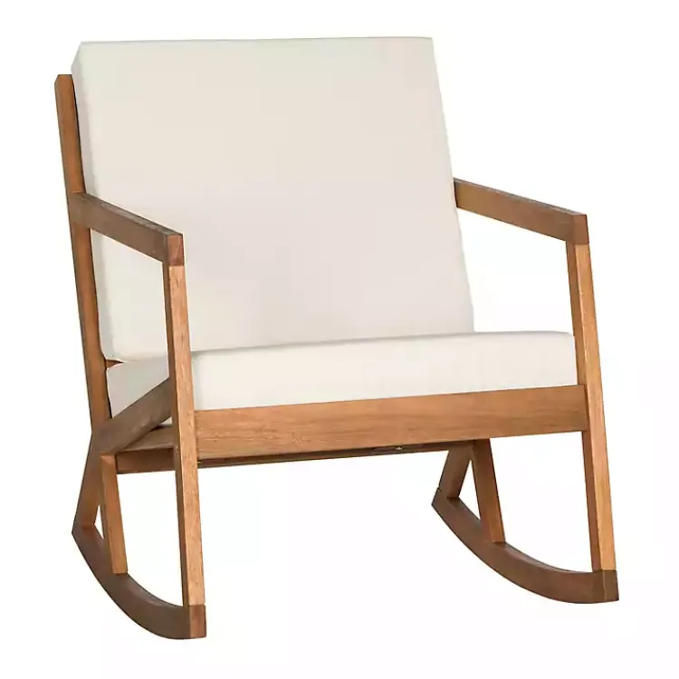 Kirklands Home Eucalyptus Wood with Beige Cushion Rocking Chair Ivory Discount