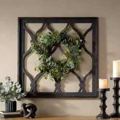 Kirklands Home Eucalyptus Wreath Trellis Plaque Black Best