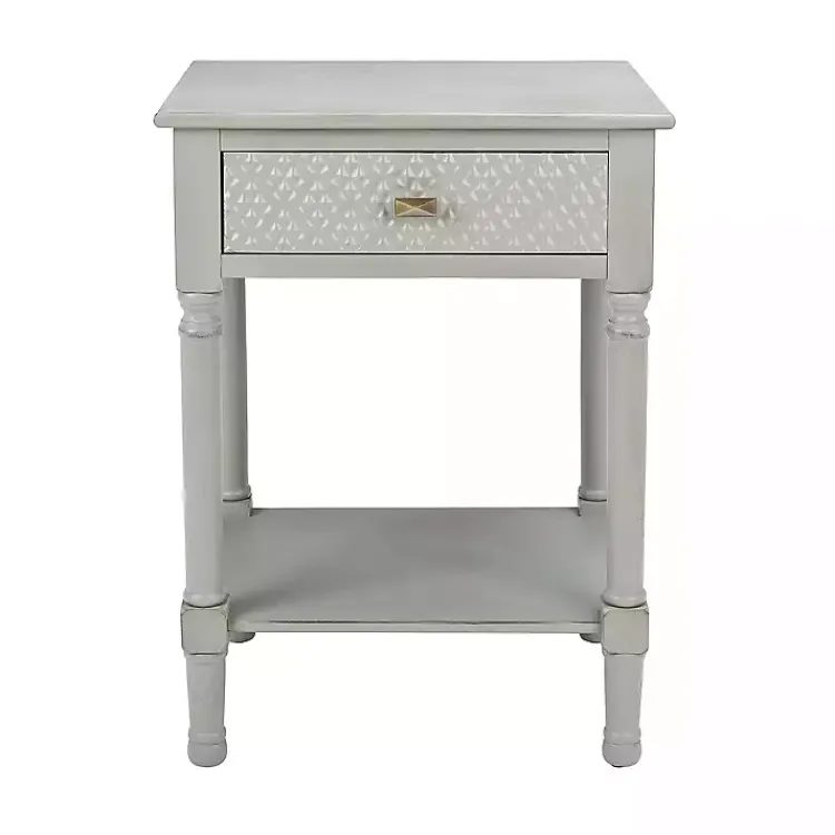 Kirklands Home Evelina Textured Single Drawer Accent Table Gray Clearance