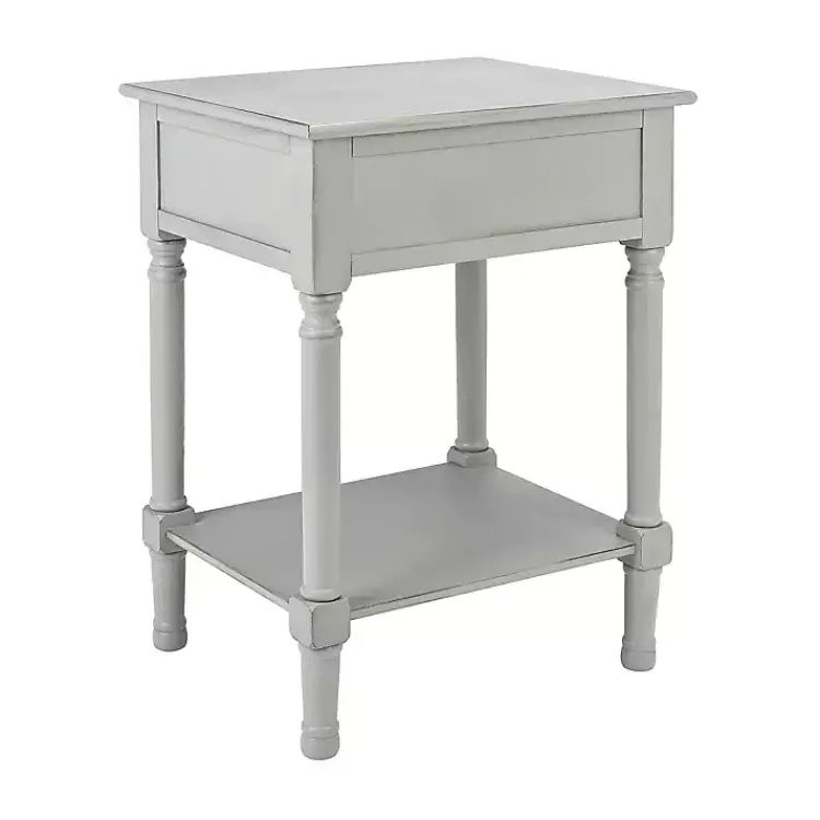 Kirklands Home Evelina Textured Single Drawer Accent Table Gray Clearance