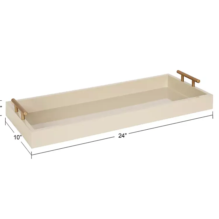 Decorative Trays>Kirklands Home Evelyn Cream Narrow Decorative Tray Ivory