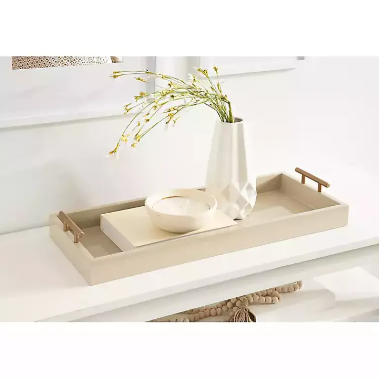 Decorative Trays>Kirklands Home Evelyn Cream Narrow Decorative Tray Ivory