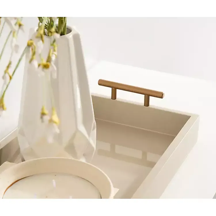 Decorative Trays>Kirklands Home Evelyn Cream Narrow Decorative Tray Ivory