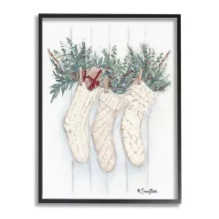 Christmas Art & Wall Decor>Kirklands Home Evergreen Knit Stockings Framed Art Print