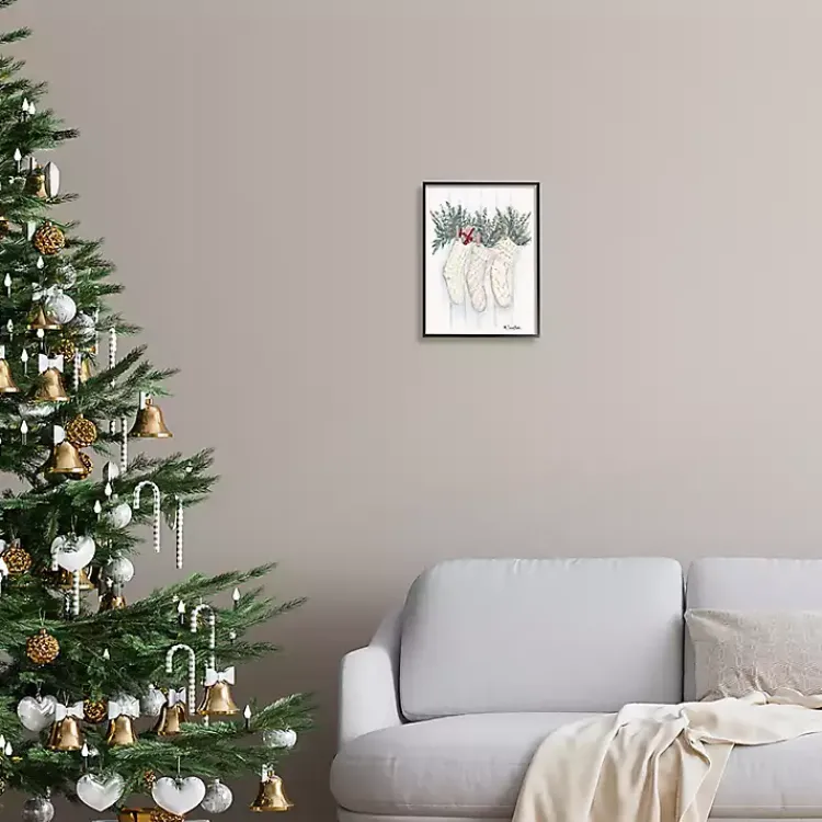 Christmas Art & Wall Decor>Kirklands Home Evergreen Knit Stockings Framed Art Print
