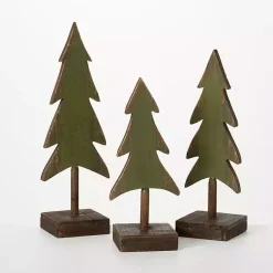 Christmas Decorations>Kirklands Home Ever Tree Wood Figurines, Set of 3 Green