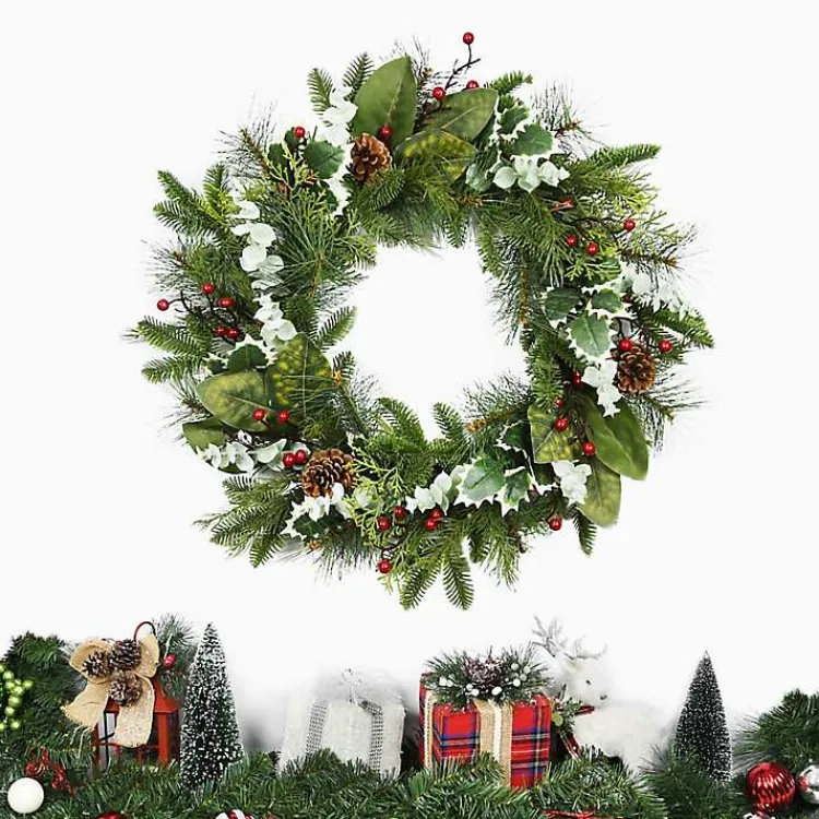 Wreaths>Kirklands Home Evers and Eucalyptus Berry Wreath Green