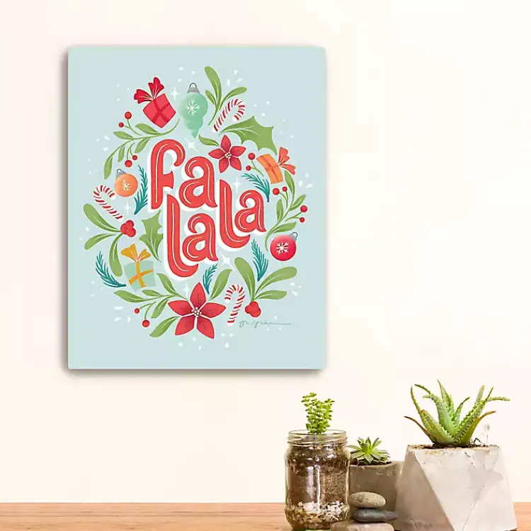Christmas Art & Wall Decor>Kirklands Home Fa La La Wreath Canvas Art Print