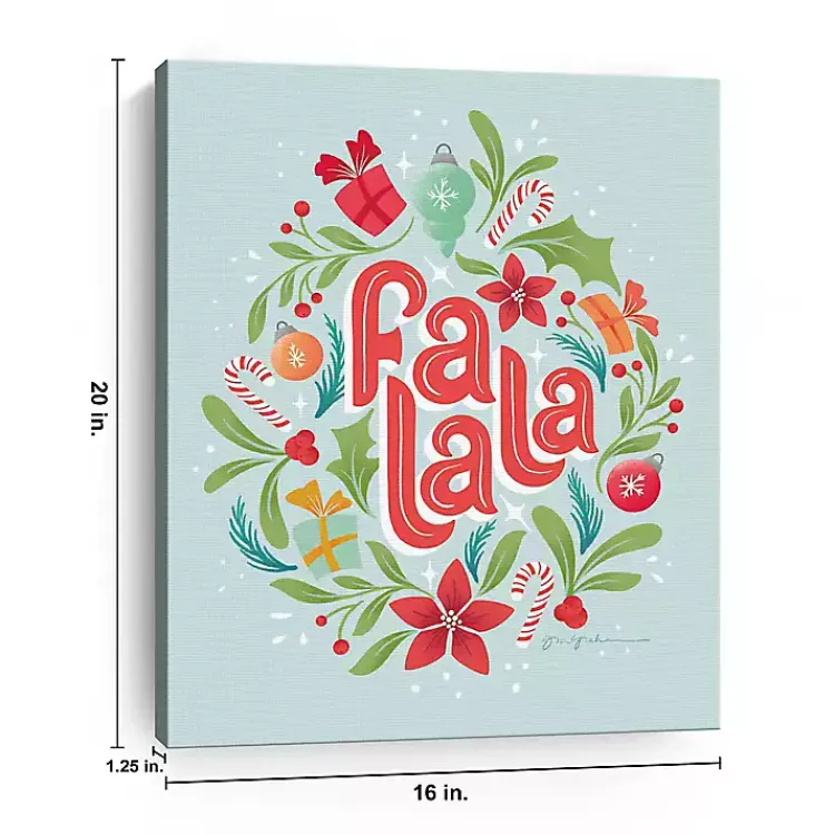Christmas Art & Wall Decor>Kirklands Home Fa La La Wreath Canvas Art Print