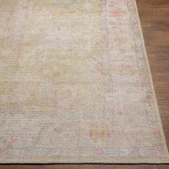 Kirklands Home Faded Botanical Washable Area Rug, 5x7 New
