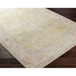 Kirklands Home Faded Botanical Washable Area Rug, 5x7 New