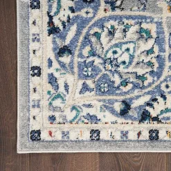 Kirklands Home Faded Gray & Blue Floral Medallion Area Rug, 5x7 Online