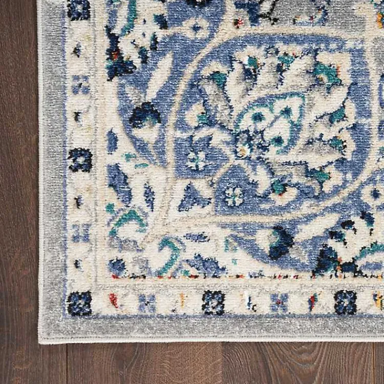 Kirklands Home Faded Gray & Blue Floral Medallion Area Rug, 5x7 Online