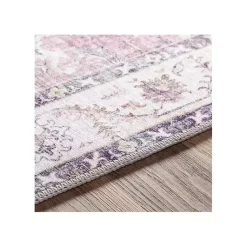 Kirklands Home Faded Rouge Bordered Flatweave Runner, 2x7 Pink Hot