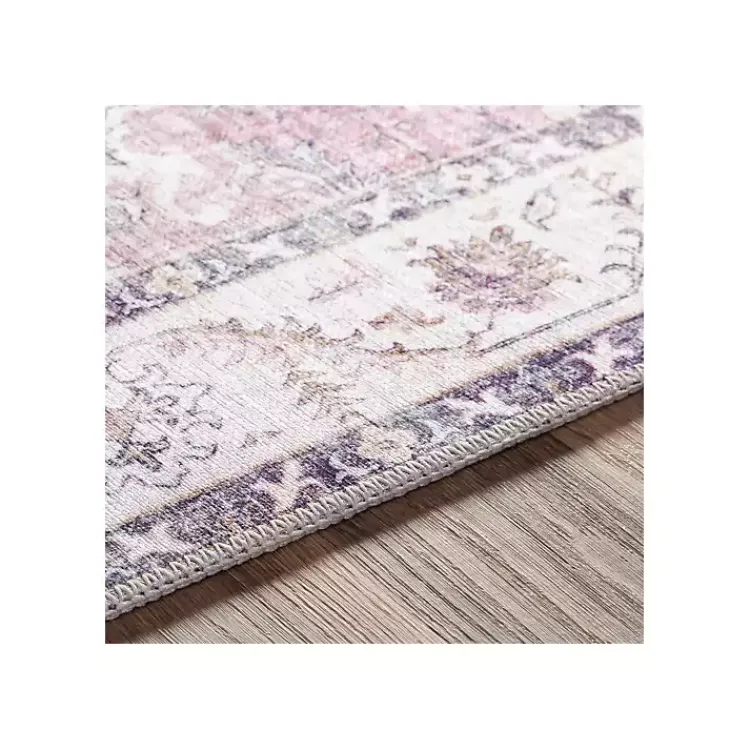 Kirklands Home Faded Rouge Bordered Flatweave Runner, 2x7 Pink Hot