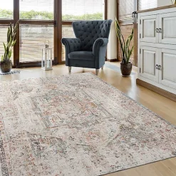 Kirklands Home Faded Turkish Indoor/Outdoor Area Rug, 7x9 Ivory Discount
