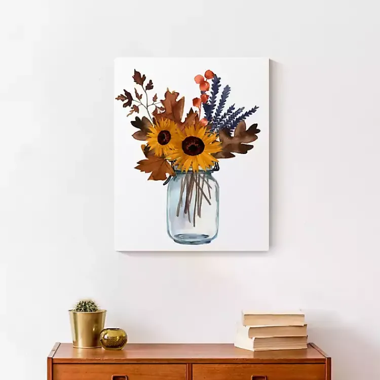 Fall>Kirklands Home Fall Floral in Mason Jar Canvas Art Print