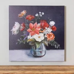 Kirklands Home Fall Floral Vase Canvas Art Print Blue Discount
