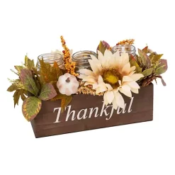 Arrangements & Greenery>Kirklands Home Fall Foliage Candle Mix in Wooden Thankful Box