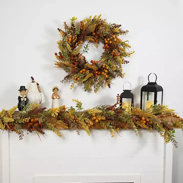Fall>Kirklands Home Fall Leaves and Berries Garland, 5 ft.