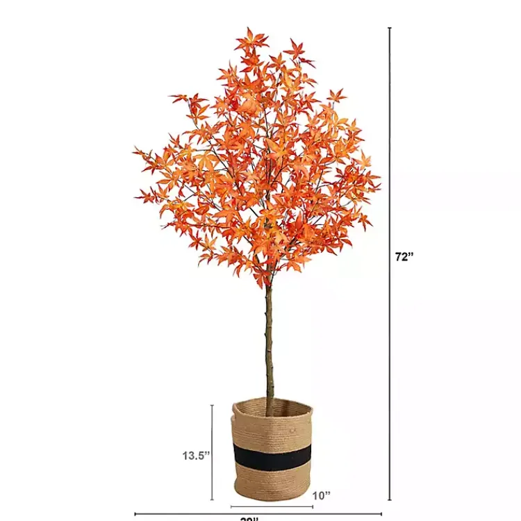 Trees & Topiaries>Kirklands Home Fall Maple Tree in Woven Planter, 6 ft. Orange
