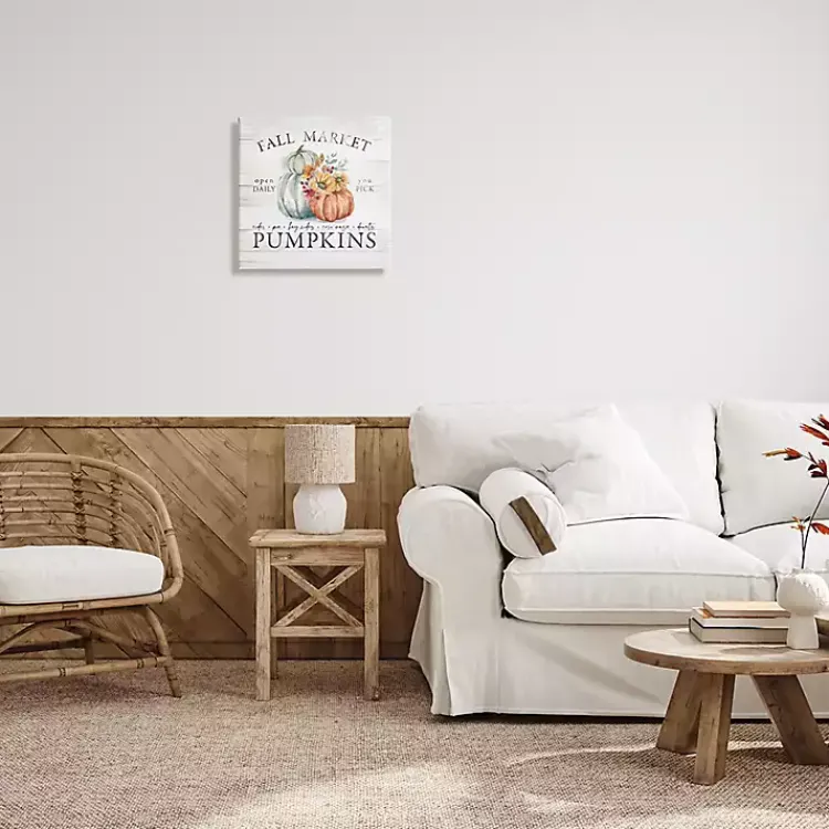 Fall>Kirklands Home Fall Market Pumpkins Canvas Wall Plaque