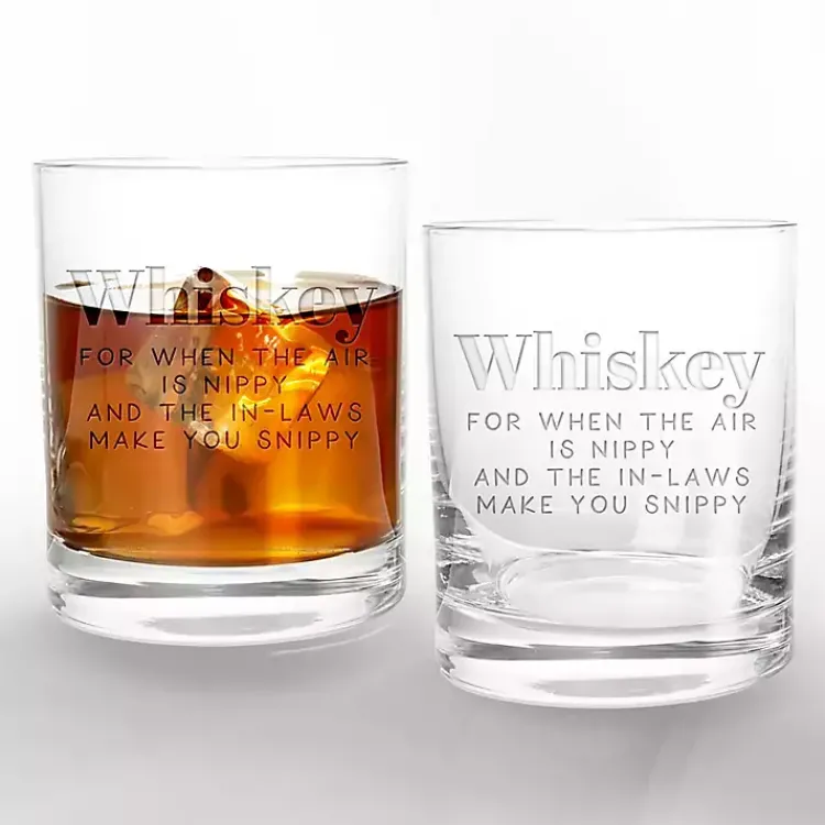 Fall>Kirklands Home Fall Sentiment Whiskey Glasses, Set of 2 Clear