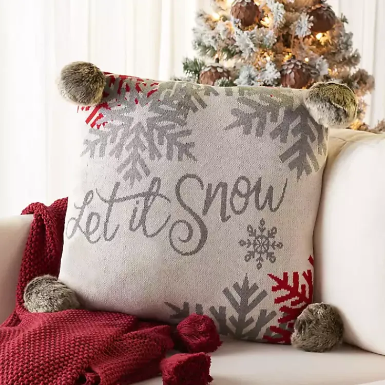 Christmas Pillows>Kirklands Home Fallen Snow Pillow Gray