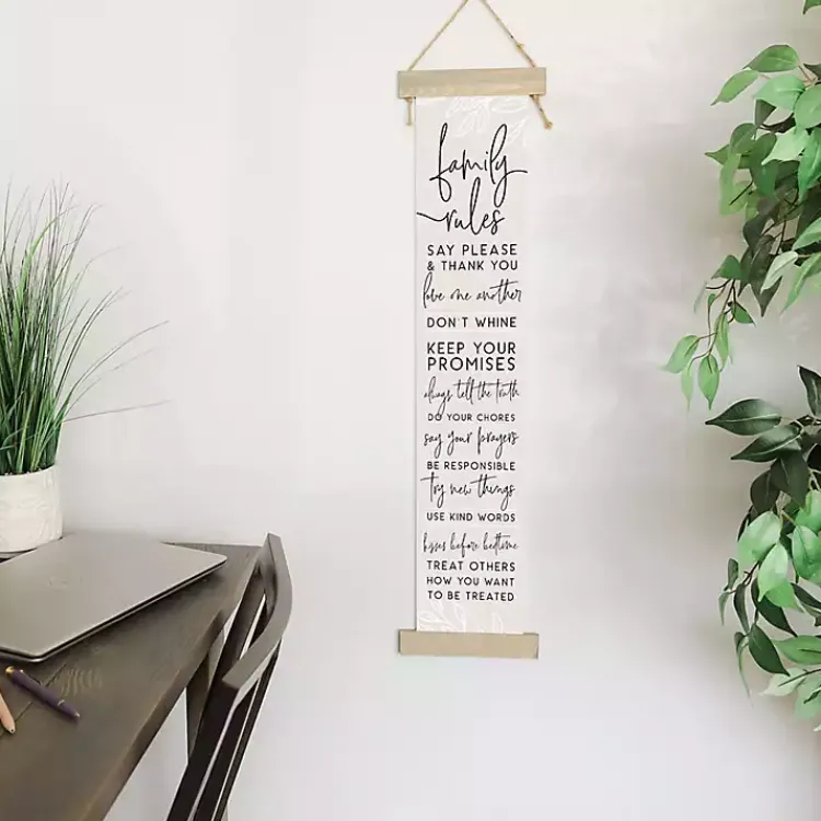 Kirklands Home Family Rules Hanging Wall Plaque