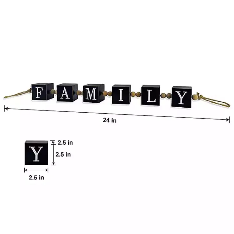 Decorative Accents>Kirklands Home Family Wood Beaded Word Block