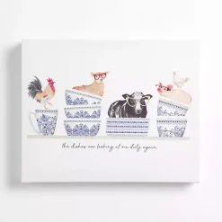 Kirklands Home Farm Animal Dishes Canvas Art Print Clearance