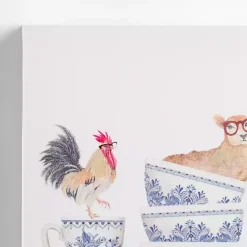 Kirklands Home Farm Animal Dishes Canvas Art Print Clearance
