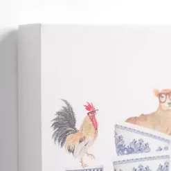 Kirklands Home Farm Animal Dishes Canvas Art Print Clearance