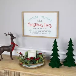 Christmas Art & Wall Decor>Kirklands Home Farm Fresh Christmas Trees Wood Framed Wall Plaque