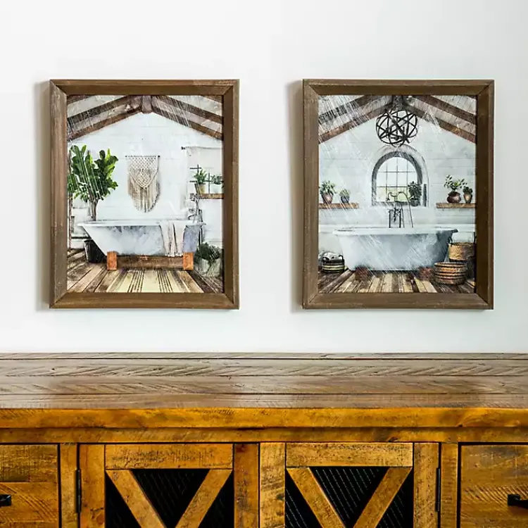 Kirklands Home Farmhouse Bathroom Framed Art Prints, Set of 2 Hot