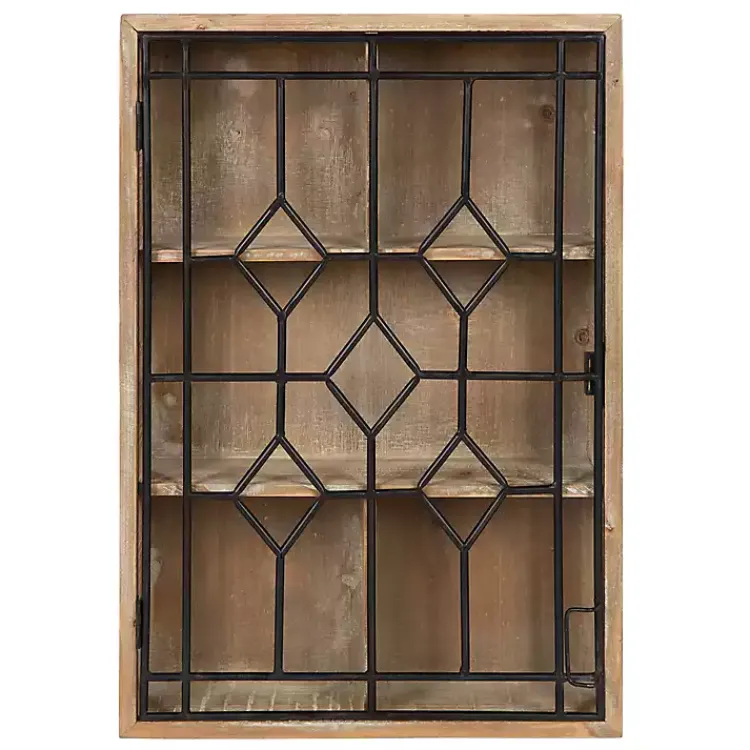 Kirklands Home Farmhouse Chic Rustic Wood & Iron Wall Cabinet Outlet