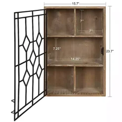 Kirklands Home Farmhouse Chic Rustic Wood & Iron Wall Cabinet Outlet