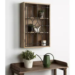 Kirklands Home Farmhouse Chic Rustic Wood & Iron Wall Cabinet Outlet