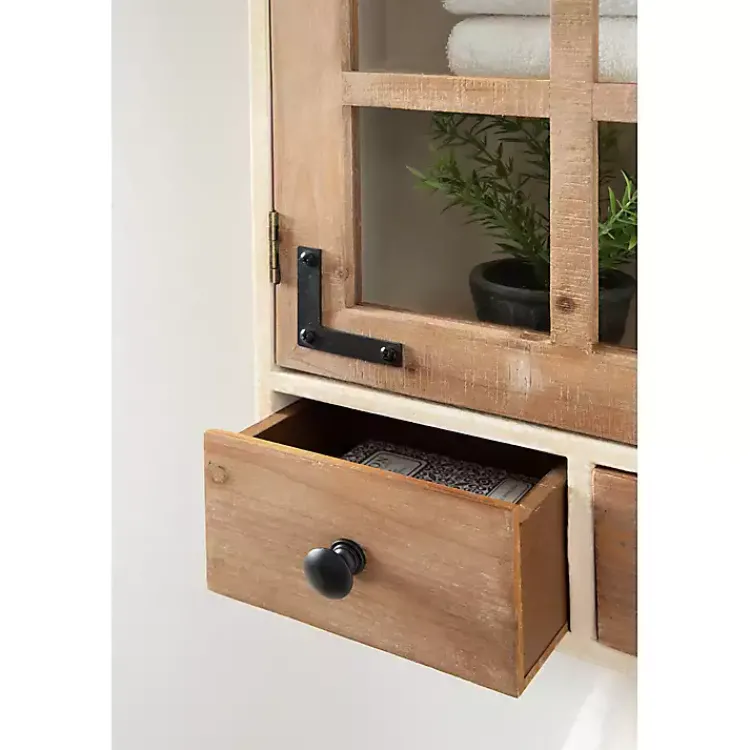 Kirklands Home Farmhouse 2-Drawer Wall-Mounted Cabinet New