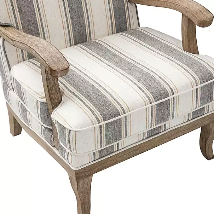 Kirklands Home Farmhouse Gray & Brown Striped Armchairs, Set of 2 Best