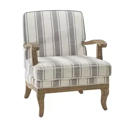 Kirklands Home Farmhouse Gray & Ivory Striped Armchair Hot