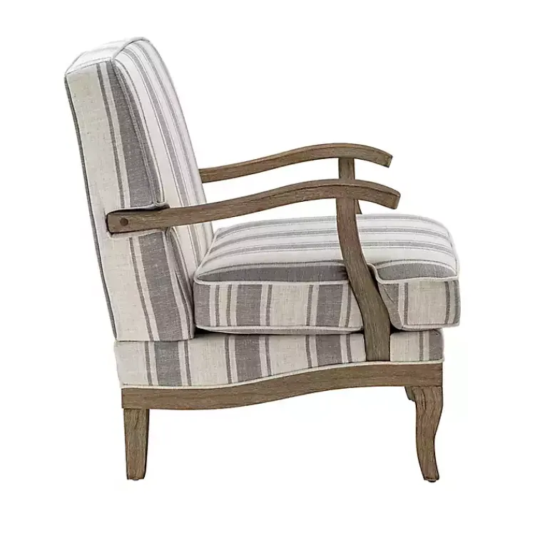 Kirklands Home Farmhouse Gray & Ivory Striped Armchair Hot