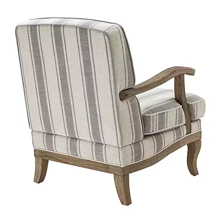 Kirklands Home Farmhouse Gray & Ivory Striped Armchair Hot