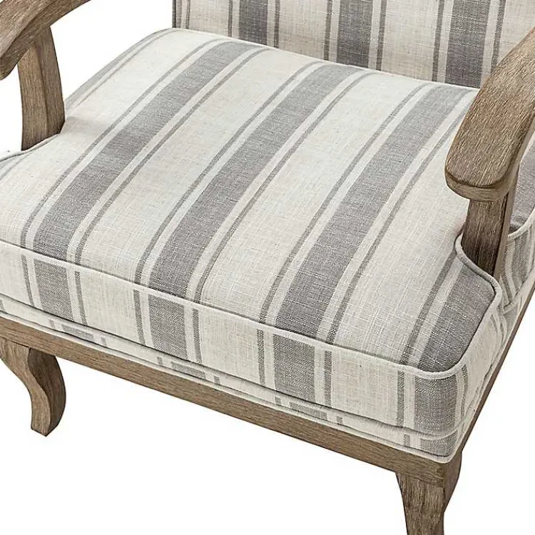 Kirklands Home Farmhouse Gray & Ivory Striped Armchair Hot