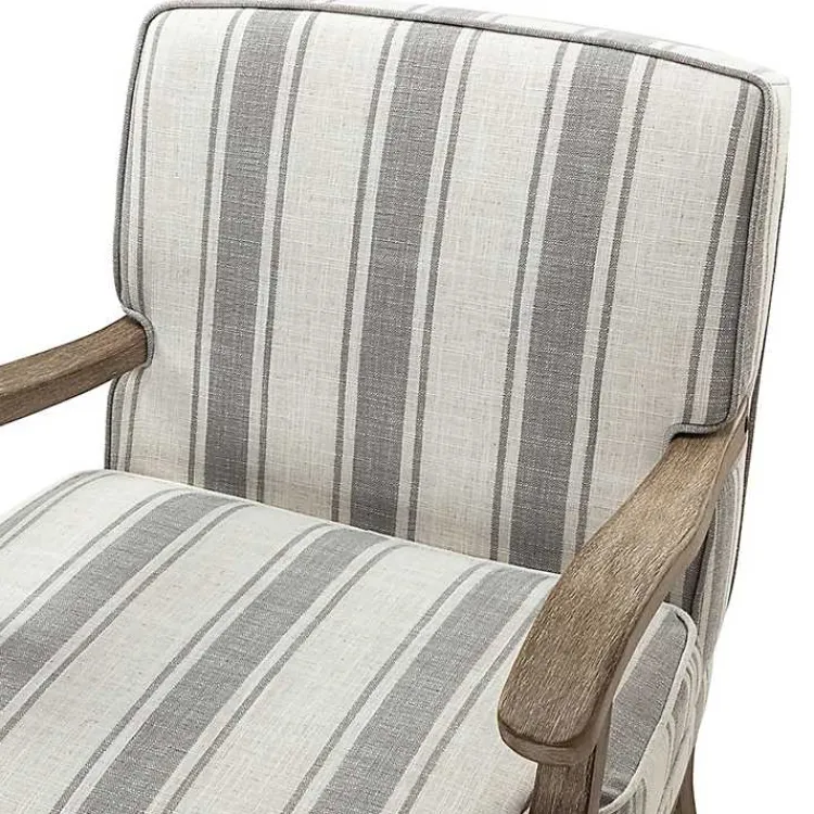 Kirklands Home Farmhouse Gray & Ivory Striped Armchair Hot