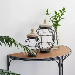 Decorative Bowls & Jars>Kirklands Home Farmhouse Wire Frame 2-pc. Decorative Jar Set