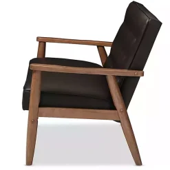Kirklands Home Faux Leather and Rubberwood Loveseat, 49 in. Brown New