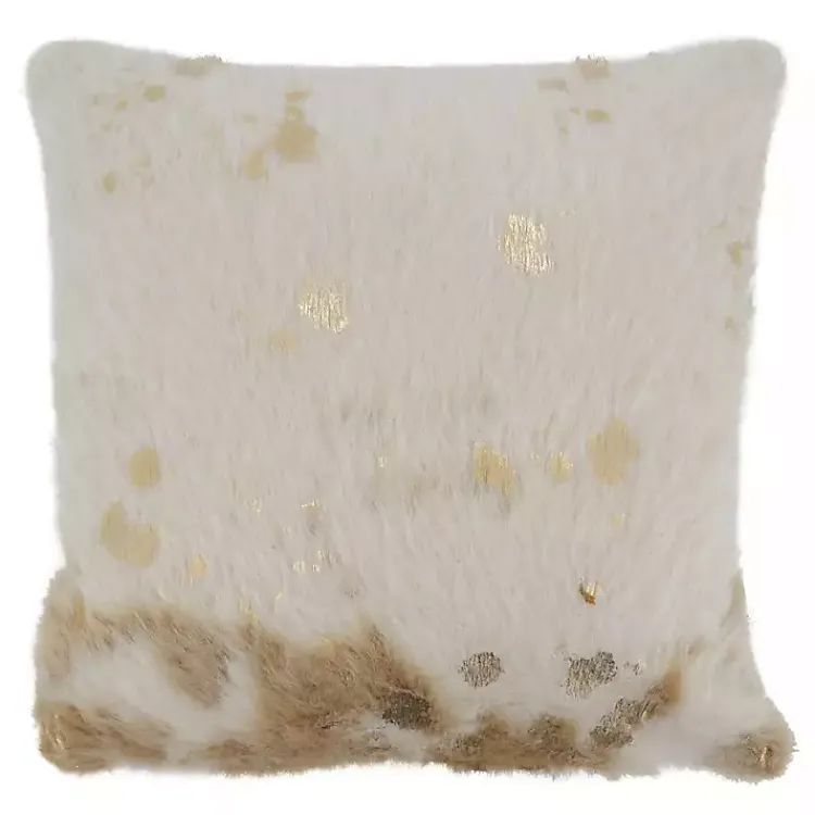 Pillows>Kirklands Home Faux Cow Hide and Gold Foil Accent Pillow